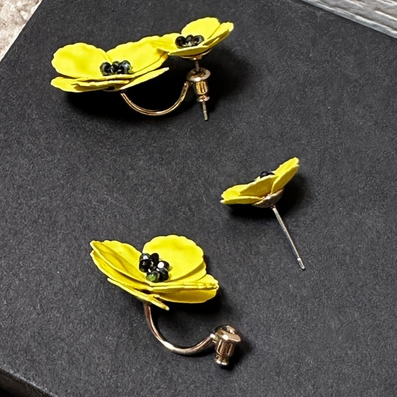 Anthropologie Yellow Floral Drop Down Jacket Earring - Picture 2 of 2